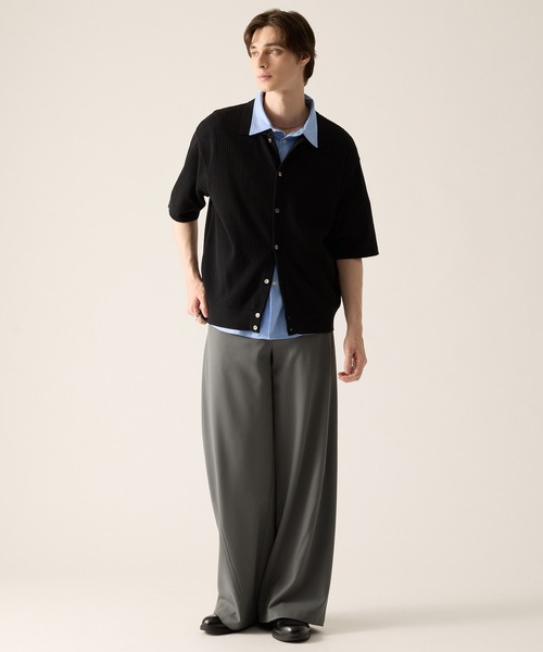 CLEL（クレイル）の「【CLEL】Short Sleeve Mesh Knit Shirt / 半袖メッシュニットシャツ（シャツ/ブラウス・メンズ・グレー/レッド/ブラック・L/XS/M/S）」の18枚目の写真