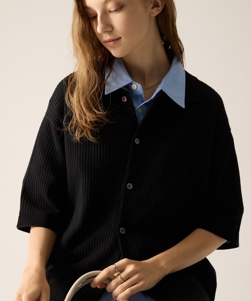 CLEL（クレイル）の「【CLEL】Short Sleeve Mesh Knit Shirt / 半袖メッシュニットシャツ（シャツ/ブラウス・メンズ・グレー/レッド/ブラック・L/XS/M/S）」の21枚目の写真
