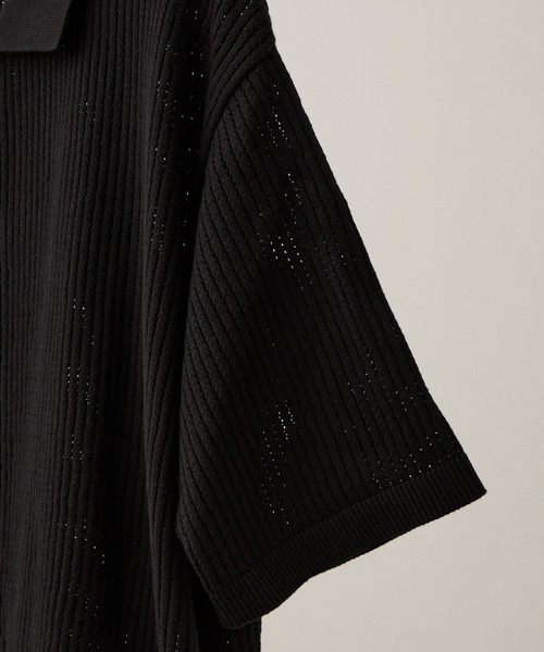 CLEL（クレイル）の「【CLEL】Short Sleeve Mesh Knit Shirt / 半袖メッシュニットシャツ（シャツ/ブラウス・メンズ・グレー/レッド/ブラック・L/XS/M/S）」の6枚目の写真