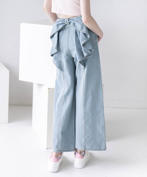 clear（クリア）の「バックリボンワイドデニムパンツ［ガーリー／骨格ナチュラル／カジュアル］（デニムパンツ・レディース・ブルー/ライトブルー・M/PS/S）」の13枚目の写真