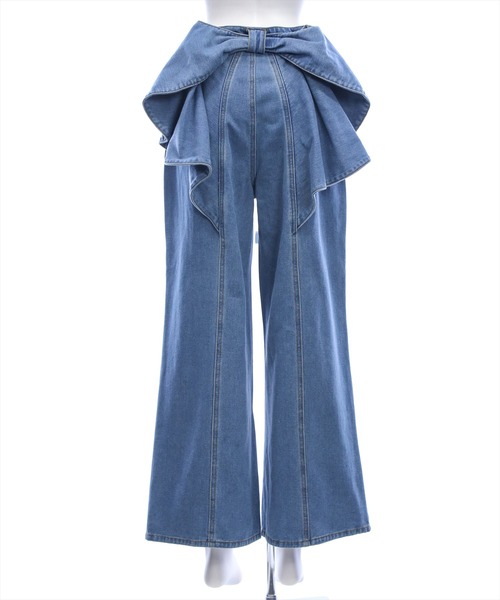 clear（クリア）の「バックリボンワイドデニムパンツ［ガーリー／骨格ナチュラル／カジュアル］（デニムパンツ・レディース・ブルー/ライトブルー・M/PS/S）」の17枚目の写真