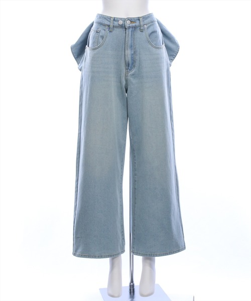 clear（クリア）の「バックリボンワイドデニムパンツ［ガーリー／骨格ナチュラル／カジュアル］（デニムパンツ・レディース・ブルー/ライトブルー・M/PS/S）」の18枚目の写真