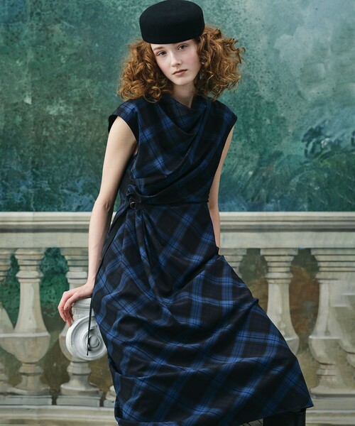 【LOULOU WILLOUGHBY】ウサギチェックワンピース LOULOU WILLOUGHBY】ドレープチェックワンピース（ワンピース