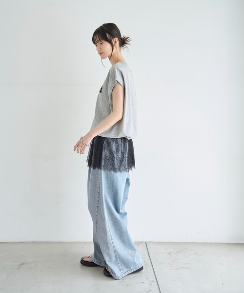 meilmada(メイルマダ)の「【汗染み防止加工】ドロストロゴTシャツ(Tシャツ/カットソー・レディース・グレー/チャコールグレー・FREE)」の13枚目の写真