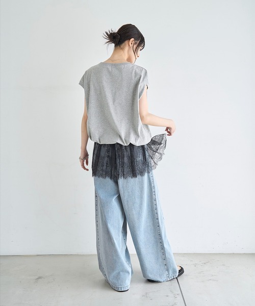 meilmada(メイルマダ)の「【汗染み防止加工】ドロストロゴTシャツ(Tシャツ/カットソー・レディース・グレー/チャコールグレー・FREE)」の14枚目の写真