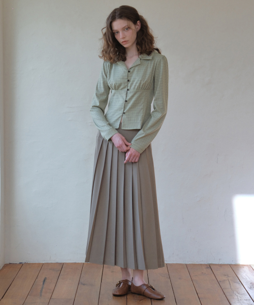 OURNOSTALGIA（アワー ノスタルジア）の「Vintage Check Long Sleeve Shirt_Dusty green(O26SH02)（シャツ/ブラウス・レディース・オリーブ・SMALL/MEDIUM）」の3枚目の写真