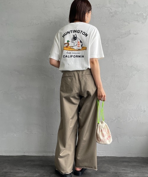 The Endless Summer（エンドレスサマー）の「[THE ENDLESS SUMMER/エンドレスサマー] 別注 BUHI HUNTINGTON バックプリントTシャツ（Tシャツ/カットソー・レディース・ホワイト/ブラック/ベージュ・M/L/S/XL）」の5枚目の写真