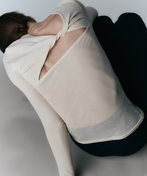 IRIS47(イリスフォーセブン)の「【IRIS 47】fault tops/フォルト トップス(Tシャツ/カットソー・レディース・ホワイト/ブラウン/ライトブルー・FREE)」の1枚目の写真
