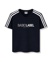 BASIC LABEL（ベーシックラベル）の「Onlyway Track V-neck Short-sleeved T-shirt 4 Color [BLSV_1502]（Tシャツ/カットソー）」