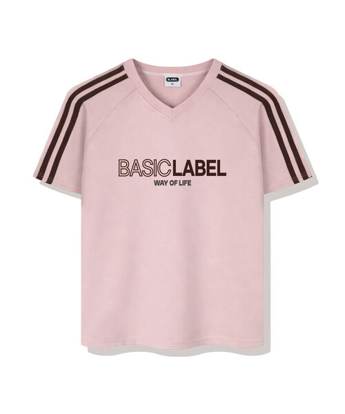 BASIC LABEL（ベーシックラベル）の「Onlyway Track V-neck Short-sleeved T-shirt 4 Color [BLSV_1502]（Tシャツ/カットソー・レディース・ネイビー/アイボリー/ピンク/ブラック・X-LARGE/LARGE/MEDIUM/SMALL）」の4枚目の写真