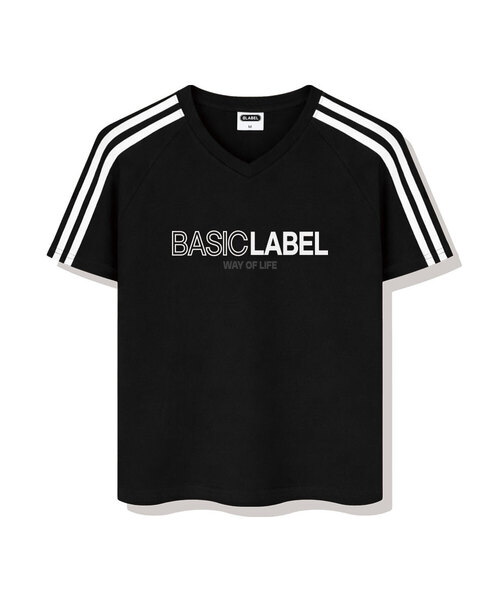 BASIC LABEL（ベーシックラベル）の「Onlyway Track V-neck Short-sleeved T-shirt 4 Color [BLSV_1502]（Tシャツ/カットソー・レディース・ネイビー/アイボリー/ピンク/ブラック・X-LARGE/LARGE/MEDIUM/SMALL）」の2枚目の写真