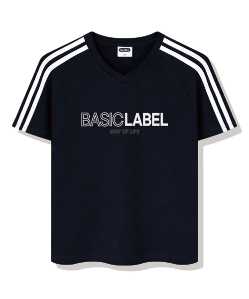 BASIC LABEL（ベーシックラベル）の「Onlyway Track V-neck Short-sleeved T-shirt 4 Color [BLSV_1502]（Tシャツ/カットソー・レディース・ネイビー/アイボリー/ピンク/ブラック・X-LARGE/LARGE/MEDIUM/SMALL）」の10枚目の写真
