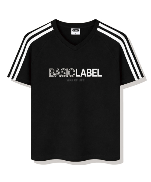 BASIC LABEL（ベーシックラベル）の「Onlyway Track V-neck Short-sleeved T-shirt 4 Color [BLSV_1502]（Tシャツ/カットソー・レディース・ネイビー/アイボリー/ピンク/ブラック・X-LARGE/LARGE/MEDIUM/SMALL）」の9枚目の写真