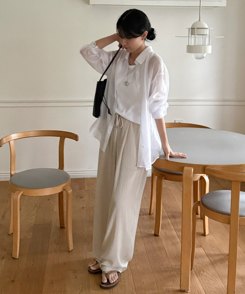 MIND BRIDGE WOMEN（マインドブリッジウーマン）の「[W]リネンワイドフルバンディングパンツ - 2カラー（その他パンツ・レディース・ブラウン/ライトベージュ・55/66/77）」の3枚目の写真