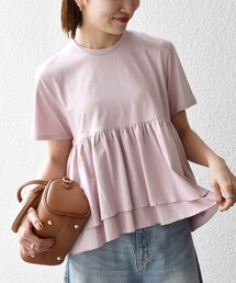 SHIPS any:〈洗濯機可能〉ジャージー ダブルヘム ペプラム TEE