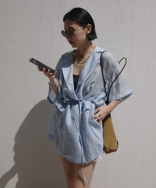 ジャケット・アウター LUSTER SHEER HALF JACKET LUSTER SHEER HALF JACKET（テーラードジャケット）｜Ameri（アメリ