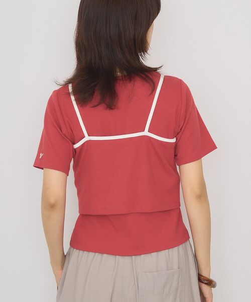 AMERICAN HOLIC(アメリカンホリック)の「【2点セット】配色キャミ+Tシャツ(Tシャツ/カットソー・レディース・ネイビー/ブラウン/レッド・M/L)」の7枚目の写真