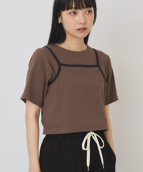 AMERICAN HOLIC(アメリカンホリック)の「【2点セット】配色キャミ+Tシャツ(Tシャツ/カットソー・レディース・ネイビー/ブラウン/レッド・M/L)」の12枚目の写真