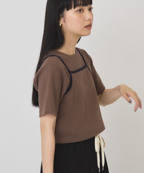 AMERICAN HOLIC(アメリカンホリック)の「【2点セット】配色キャミ+Tシャツ(Tシャツ/カットソー・レディース・ネイビー/ブラウン/レッド・M/L)」の13枚目の写真