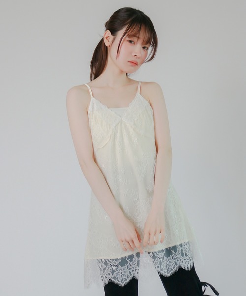 mic by Olu.(ミックバイオルドット)の「< ZOZOTOWN限定 >サテンレースレイヤードキャミソール(Tシャツ/カットソー・レディース・アイボリー・FREE)」の2枚目の写真