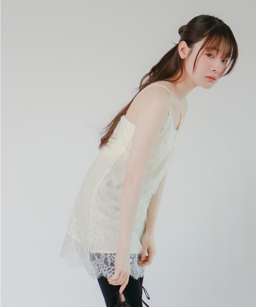 mic by Olu.(ミックバイオルドット)の「< ZOZOTOWN限定 >サテンレースレイヤードキャミソール(Tシャツ/カットソー・レディース・アイボリー・FREE)」の5枚目の写真