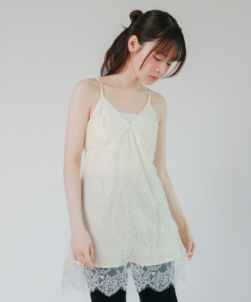 mic by Olu.(ミックバイオルドット)の「< ZOZOTOWN限定 >サテンレースレイヤードキャミソール(Tシャツ/カットソー・レディース・アイボリー・FREE)」の6枚目の写真