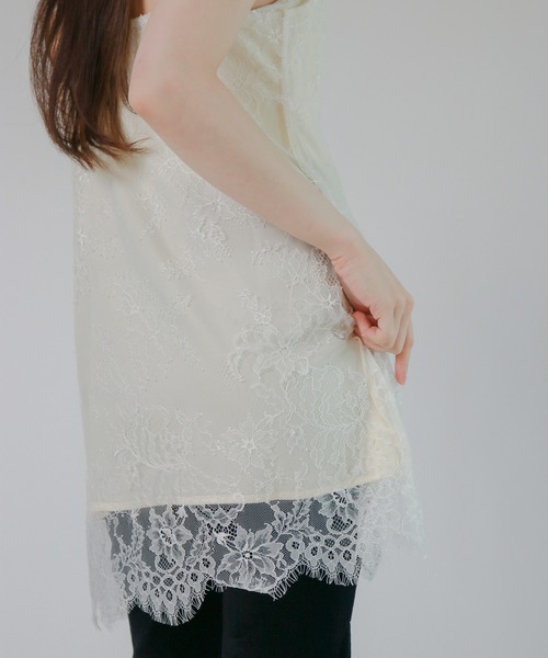 mic by Olu.(ミックバイオルドット)の「< ZOZOTOWN限定 >サテンレースレイヤードキャミソール(Tシャツ/カットソー・レディース・アイボリー・FREE)」の7枚目の写真