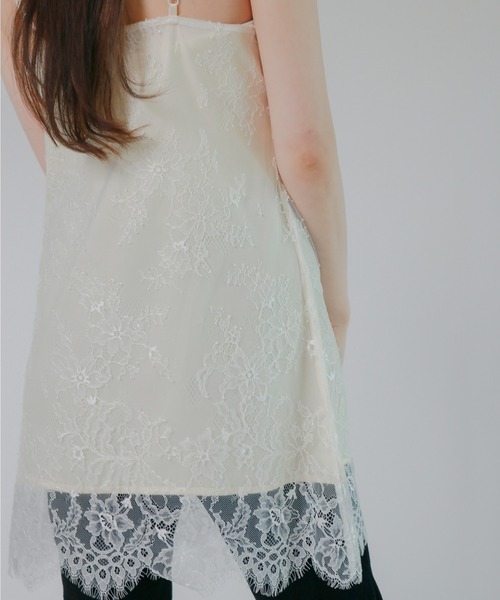 mic by Olu.(ミックバイオルドット)の「< ZOZOTOWN限定 >サテンレースレイヤードキャミソール(Tシャツ/カットソー・レディース・アイボリー・FREE)」の8枚目の写真