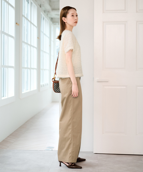 U by SPICK&SPAN（ユーバイスピックアンドスパン）の「フェザーシアーハーフスリーブブラウス（シャツ/ブラウス・レディース・ブラック/アイボリー・FREE）」の14枚目の写真