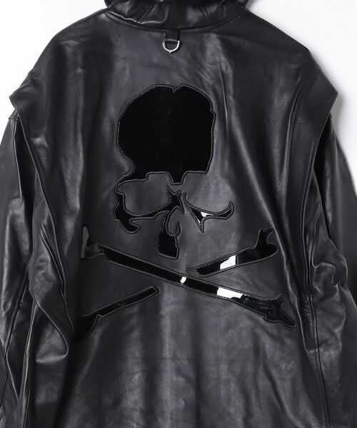 セール】LAMB SKIN HOODED VARSITY JACKET（その他アウター