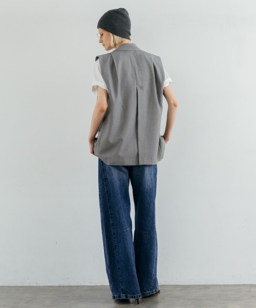 CREDONA(クレドナ)の「OVER SIZE DESIGN VEST/オーバーサイズデザインベスト(ベスト・レディース・ベージュ/グレー/ブラック・FREE)」の11枚目の写真