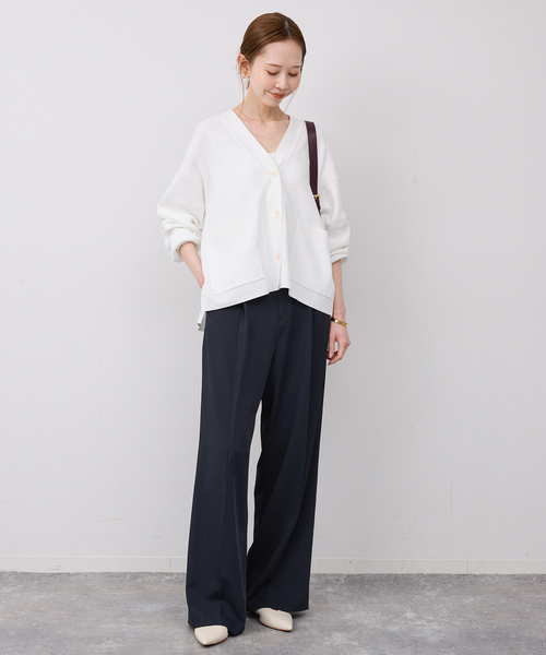 SLOBE IENA(スローブイエナ)の「《WEB限定/4サイズ展開/追加》イージーワイドパンツ(スラックス・レディース・ベージュ/ネイビー・38/40/34/36)」の5枚目の写真