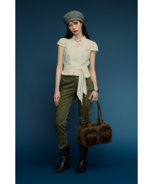 LAGUA GEM(ラグアジェム)の「COTTON SLIM CARGO パンツ(カーゴパンツ・レディース・ブラック/カーキ・X-SMALL/SMALL/MEDIUM)」の3枚目の写真