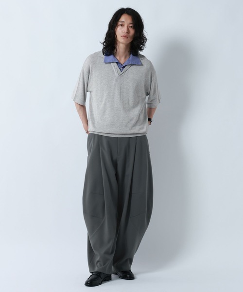 RAGEBLUE(レイジブルー)の「DESIGN SEAM WIDE CURVE PANTS/デザインシームワイドカーブパンツ(スラックス・メンズ・ベージュ/ブラック/グレー・MEDIUM/LARGE)」の7枚目の写真