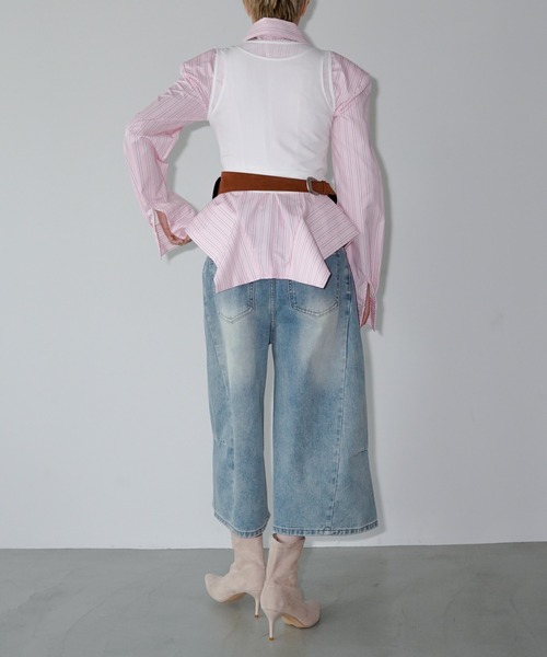chuclla(チュクラ)の「パネルストライプ ペプラムシャツ chw26a046(シャツ/ブラウス・レディース・ピンク/ブルー・FREE)」の21枚目の写真