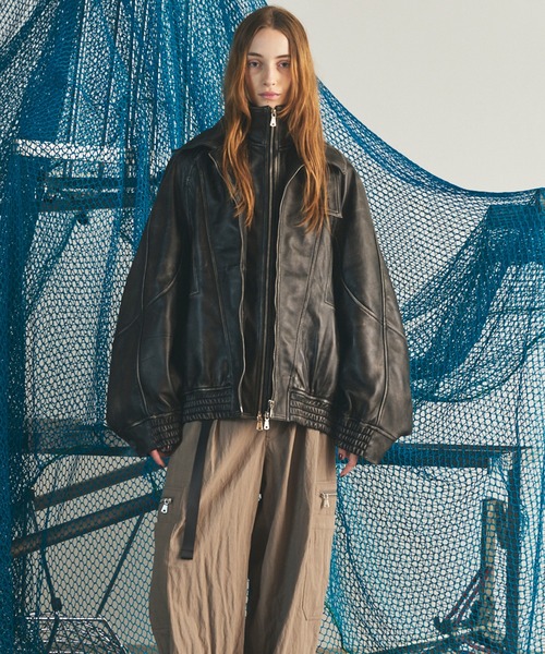 MAISON SPECIAL(メゾンスペシャル)の「《UNISEX》Sheep Leather Prime-Over Layering Single Blouson/シープレザープライムオーバーレイヤリングシングルブルゾン【MAISON SPECIAL/メゾンスペシャル】(ブルゾン・メンズ・ダークブラック/ブラック・0/2/1)」の10枚目の写真