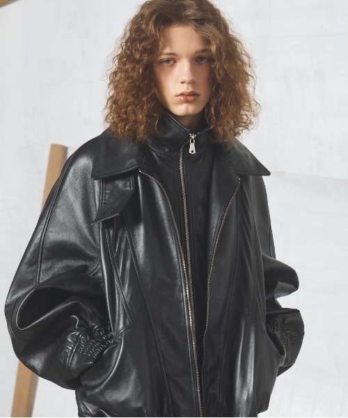MAISON SPECIAL(メゾンスペシャル)の「《UNISEX》Sheep Leather Prime-Over Layering Single Blouson/シープレザープライムオーバーレイヤリングシングルブルゾン【MAISON SPECIAL/メゾンスペシャル】(ブルゾン・メンズ・ダークブラック/ブラック・0/2/1)」の9枚目の写真