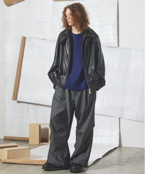 MAISON SPECIAL(メゾンスペシャル)の「《UNISEX》Sheep Leather Prime-Over Layering Single Blouson/シープレザープライムオーバーレイヤリングシングルブルゾン【MAISON SPECIAL/メゾンスペシャル】(ブルゾン・メンズ・ダークブラック/ブラック・0/2/1)」の3枚目の写真