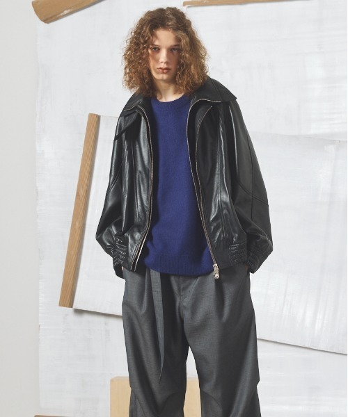 MAISON SPECIAL(メゾンスペシャル)の「《UNISEX》Sheep Leather Prime-Over Layering Single Blouson/シープレザープライムオーバーレイヤリングシングルブルゾン【MAISON SPECIAL/メゾンスペシャル】(ブルゾン・メンズ・ダークブラック/ブラック・0/2/1)」の5枚目の写真