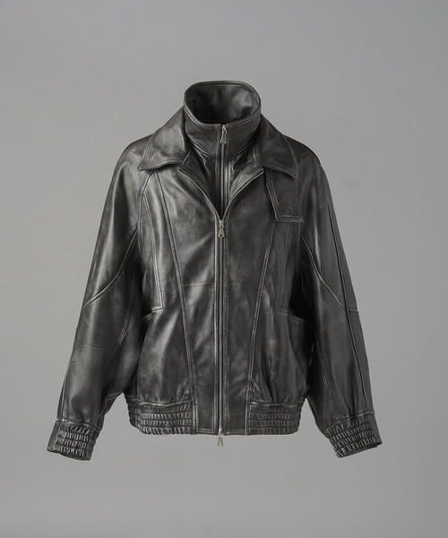 MAISON SPECIAL(メゾンスペシャル)の「《UNISEX》Sheep Leather Prime-Over Layering Single Blouson/シープレザープライムオーバーレイヤリングシングルブルゾン【MAISON SPECIAL/メゾンスペシャル】(ブルゾン・メンズ・ダークブラック/ブラック・0/2/1)」の13枚目の写真