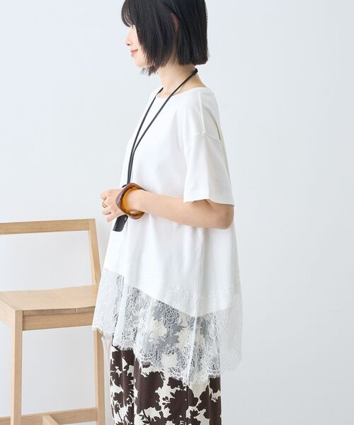 AMERICAN HOLIC(アメリカンホリック)の「【接触冷感】裾レース半袖プルオーバー(Tシャツ/カットソー・レディース・オフホワイト/グレイッシュベージュ/ブラック・M/L)」の19枚目の写真