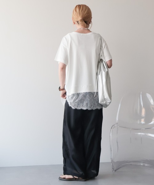 AMERICAN HOLIC(アメリカンホリック)の「【接触冷感】裾レース半袖プルオーバー(Tシャツ/カットソー・レディース・オフホワイト/グレイッシュベージュ/ブラック・M/L)」の15枚目の写真