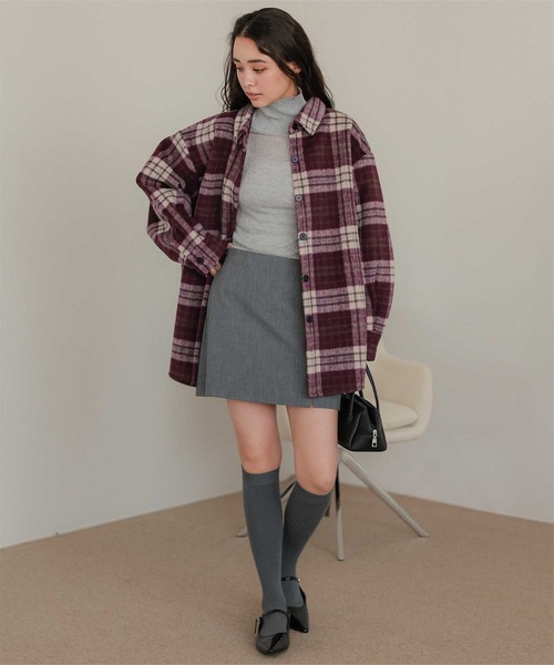 titivate(ティティベイト)の「裏起毛チェックオーバーシャツ(シャツ/ブラウス・レディース・ブラウン/レッド/ライトブルー/ピンク・M/L)」の18枚目の写真