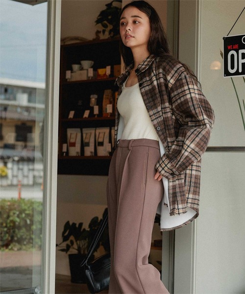 titivate(ティティベイト)の「裏起毛チェックオーバーシャツ(シャツ/ブラウス・レディース・ブラウン/レッド/ライトブルー/ピンク・M/L)」の7枚目の写真