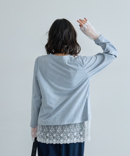 &. NOSTALGIA(アンドドットノスタルジア)の「レースレイヤードロンT(Tシャツ/カットソー・レディース・ホワイト/ピンク/グレー・M)」の17枚目の写真