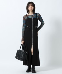 ZIPデザインキャミワンピース