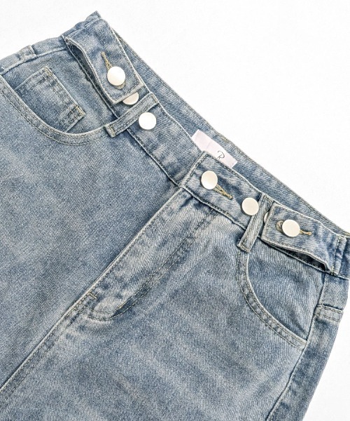 Riff(リフ)の「ウエスト調整ダメージデニム(デニムパンツ・レディース・ブルー・S/M/L)」の4枚目の写真