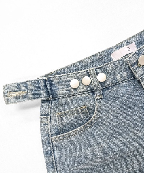 Riff(リフ)の「ウエスト調整ダメージデニム(デニムパンツ・レディース・ブルー・S/M/L)」の6枚目の写真