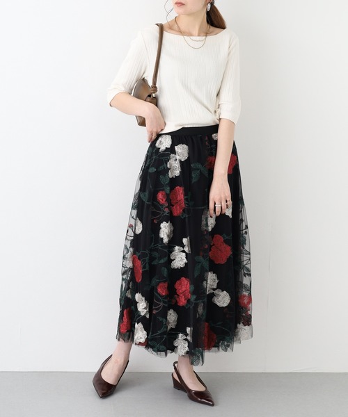 FUNALIVE(ファンアライブ)の「je crois soi 花柄刺繍 チュールスカート(スカート・レディース・ブラック/ベージュ・FREE)」の22枚目の写真