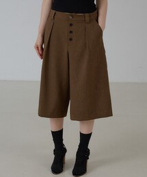 フロントボタン オックス バミューダワイドパンツ|セットアップ対応 ウールライク